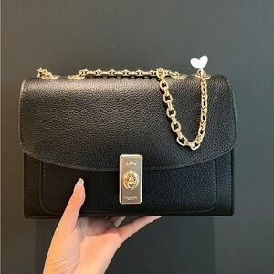 NWT Coach Lane Pebbled Leather Shoulder Bag Black C8595